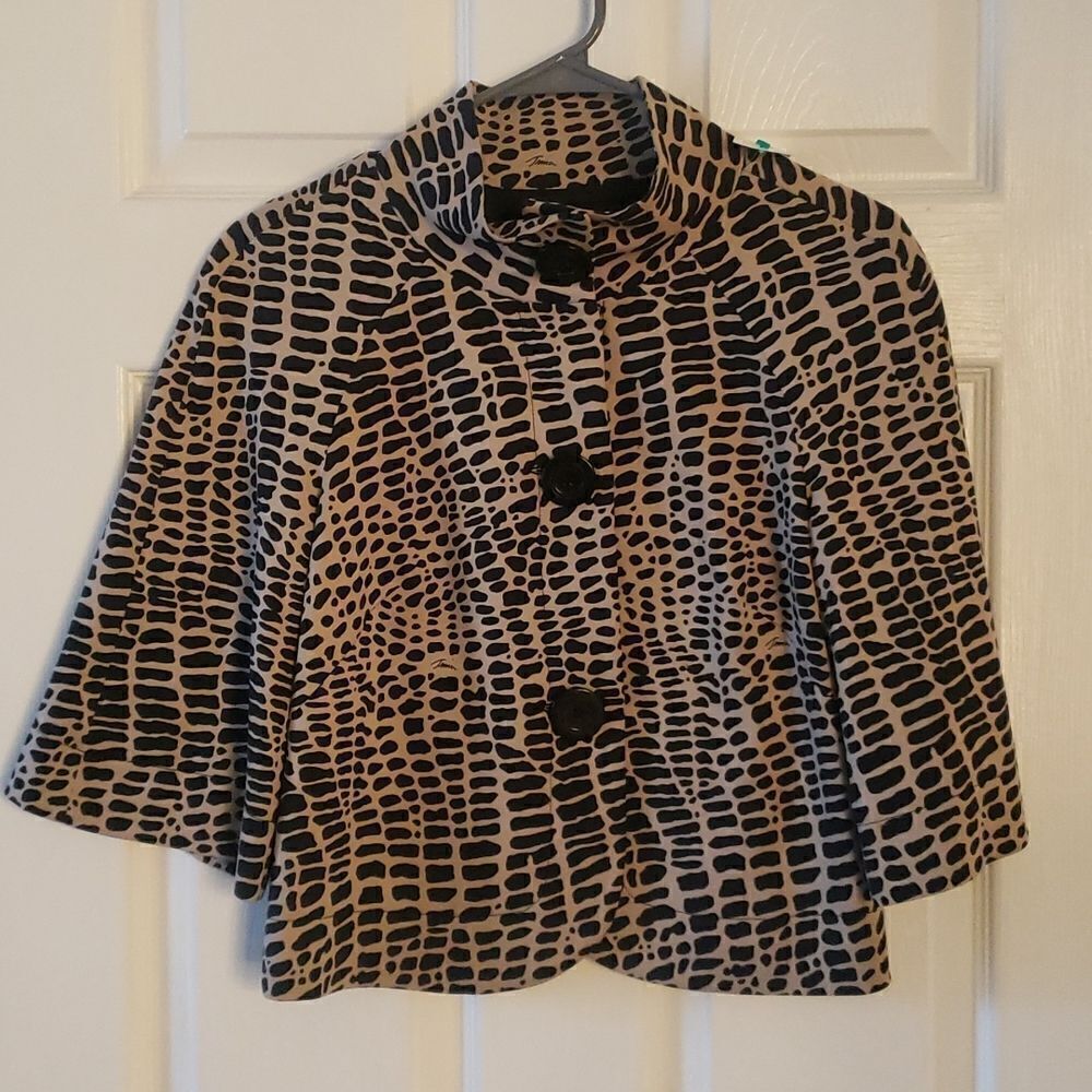 Trina Turk Vintage Animal Leopard Print 3/4 Sleeve Swing Coat Size 0